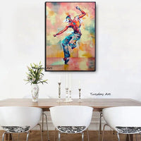 Street Dance Man Oil Painting Hand Painted Figures Abstract Canvas Pop Art Mural