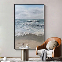 Seascape Hand Painted Abstract Beach Scenery Scandinavian Canvas Painting