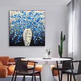 Blue Knife Oil Painting Modern Wall Art Painting Thick Texture Palette Hand Painted Abstract Canvas Painting Decor For Room