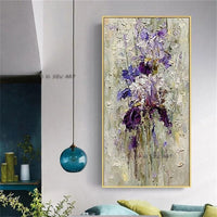 Hand Painted Abstract Wall Art Modern Minimalist Flowers Canvas For Living