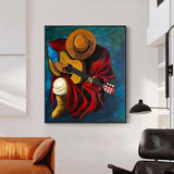 Hand-Painted Hand Painted Oil Painting Modern Guitarist Character Abstracts Home Painting