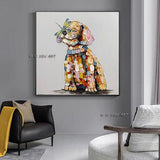 Oil Paintings on Canvas Hand Painted Lovely Dog and Butterfly oil painting Wall Art Canvas