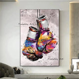 Hand Painted Graffiti Boxing Gloves Art Canvas Oil Painting Pop Art Modern Wall Decorative