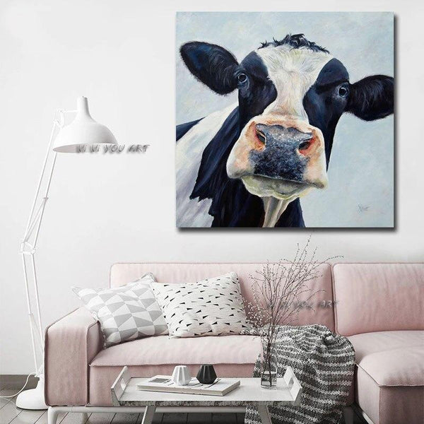 Wall paintings Hand Painted Canvas Cow Canvas Art Abstract Minimalist Modern For LIving Room