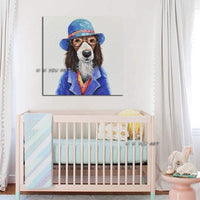 Hand Painted Lovely Dog Cartoon Cute Animal Kids Room Decorative Item Canvas Paintings Wall Art For Home