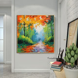 Oil Painting Hand Painted Abstract Colorful People Landscape Abstract Palette Knife Streets