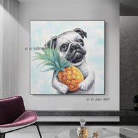 Hand Painted Cartoon Painting Kids Room Wall Decorative Cartoon Cute Dog Canvas