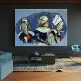 Paul Gauguin Hand Painted Study for Breton Girls Dancing Pont-Aven Oil Painting Abstract Classic Retro Wall Art