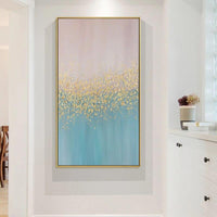 Big Abstract Hand Painted Pink and Blue Canvas Oil Painting