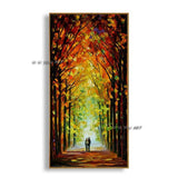 Hand Painted Beautiful Scenery Abstract Autumn Street Landscape Wall Art Decorative