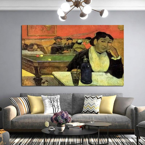 Hand Painted Oil Painting Paul Gauguin Night Café in Arles Figure Abstract Retro Wall Art