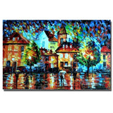 Palette Knife thick oil street build oil painting Hand Painted modern oil painting on canvas wall art pictures for