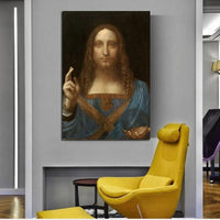 Hand Painted Salvator Mundi Wall Art Canvas Oil Paintings Leonardo Da Vinci Famousative Canvas