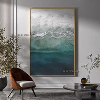 Hand Painted Abstract Seascape Minimalist Modern On Canvas Decorative For Living