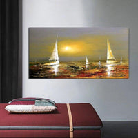 Hand Painted Sea View Sails Oil Painting Fors On Canvas Art