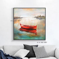 Hand Painted Painting On Canvas Wall Decoration Home Club Sailboat Seascape Hand Painted Abstract Paintings For Interior