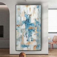 Abstract Blue Modern Art Hand Painted Oil Painting On Canvas Wall Decor Nordic Picture For Living Room Bedroom