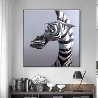 Hand Painted Zebra Animal Oil Paintings Hot Sell Wall Art Unique Canvas Oil Painting