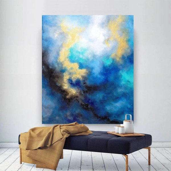 Hand Painted Blue Abstract Original Painting On Canvas Artwork Contemporary Art Modern