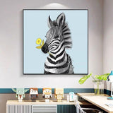 Modern Abstract Cute Zebra Oil Painting Wall Art Hand Painted Animal On Canvas Mural As