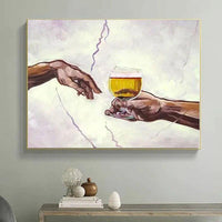 Hand Painted Oil Painting Modern Canvas Painting Classic Handshake Wine Abstract Wall Canvas Art