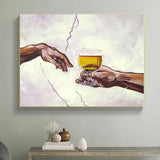 Hand Painted Oil Painting Modern Canvas Painting Classic Handshake Wine Abstract Wall Canvas Art