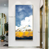 Abstract Hand Painted Oil Painting Modern White Cloud Sky Scandinavian Decor