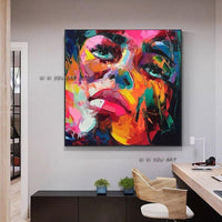 Hand Painted Francoise Nielly Style Knife Portrait Face Figure Canvas Wall Art