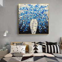 Blue Knife Oil Painting Modern Wall Art Painting Thick Texture Palette Hand Painted Abstract Canvas Painting Decor For Room