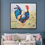 Hand Painted Art Oil Painting Canvas Animals Chicken Abstract Wall Art Home Children's Room Decoration