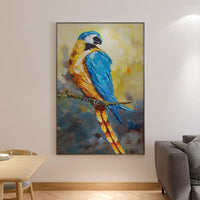 Hand Painted Thick Knife Oil Painting Parrot Animal Abstract on Canvas Modern Decor