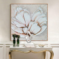 Hand Painted Oil Painting Classic Simple White Flower Abstract Canvas Paintings Moderns