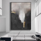 Hand Painted Modern Abstract Oil Painting Thick Texture Black GOLD Grey Art Wall Painting Original ARTWORK