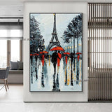 Hand Painted Abstract Wall Art Eiffel Tower Landscape Minimalist Modern On Canvas Decorative