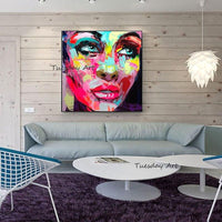 Oil Paintings Hand Painted Modern Knife Face Portrait Painting Abstract On Canvas Art Decor