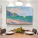 Hand Painted Modern Abstract Landscape Famous Claude Monet The Coast of St. Datres Canvas Painting Room Decorative