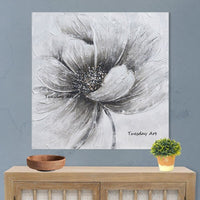 Hot Sale Hand Painted Modern Retro Oil Paintings Gray Flower Wall Art Room Decoration