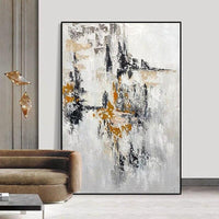 Hand Painted Decorative Art Painting Abstract White Gray Wall Decor Modern Minimalist Oil Painting Canvas Artwork Pieces