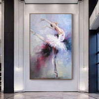 Hand Painted Ballet Dancer Oil Painting Swan Lake Woman Painting Abstract Modern Canvas Artsative