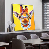 Hand Painted Oil Painting Modern Yellow Animal Giraffe Abstract Hoom Decors