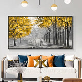 Oil Painting Hand painted Landscape Abstract Modern Wall Painting Yellow Tree Knife On Canvas