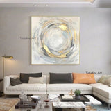 Hand Painted Abstract White Painting Art Canvas Painting on Canvas Scandinavian Bedroom