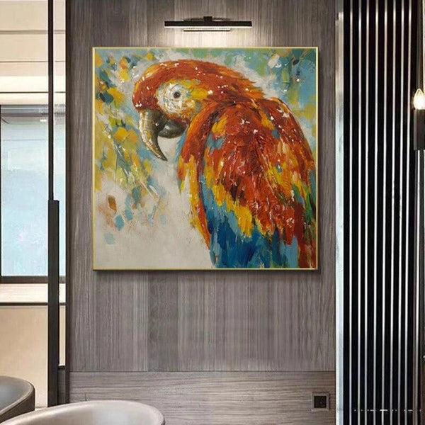 Bird Parrot Hand Painted Colorful Canvas Oil Painting Canvas Modern