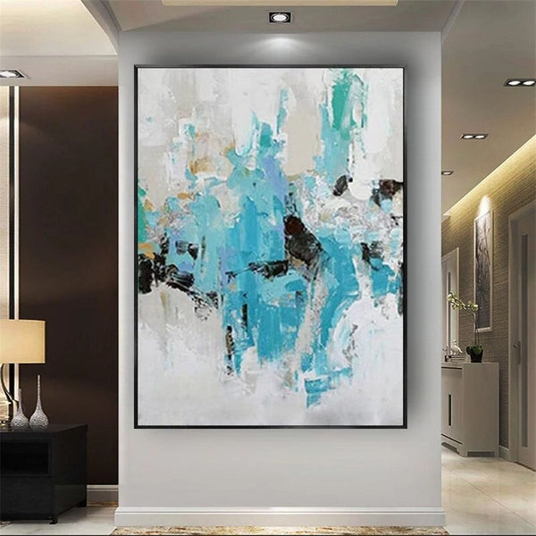 Hand Painted Modern Abstract Blue Landscape Oil Painting Canvas Oil Painting For Home Wall