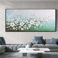 Hand Drawn Knife Thick Flower Art Oil Painting Heavy Textured Wall Canvas Art Floral