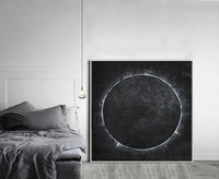 Hand Painted Black White Circle Oil Painting Abstract Art On Canvas Abstract Painting