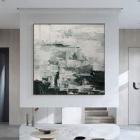 Abstract Oil Painting Hand Painted Black and White Canvas Artwork For Hotel Decor