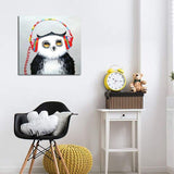 Hand Painted Funny Animal Lovey Owl Knife Oil Painting on Canvasative For Kid Room As