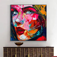 Nielly Francoise Art Hand Painted People Face Oil Painting on Canvas for Wall Decor Abstract Knife Figure Face Posters