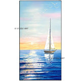 Sailboat Landscape Modern Hand Painted Abstract Wall Art Decorative Office